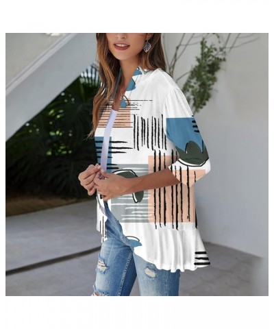 Women's Open Front Cardigan 3/4 Sleeve Casual Duster Cardigans Lightweight Blouse Tops Coat Retro Print Jackets 3-white $8.91...