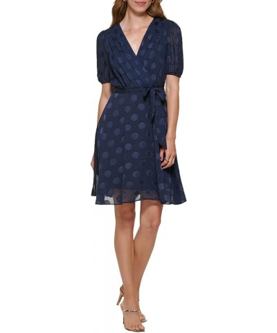 Women's Balloon Sleeve Tea Dress Midnight Blue Nvy $16.78 Dresses