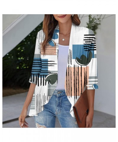 Women's Open Front Cardigan 3/4 Sleeve Casual Duster Cardigans Lightweight Blouse Tops Coat Retro Print Jackets 3-white $8.91...