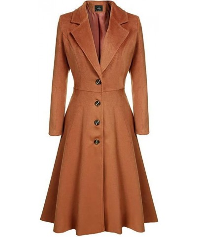 Women's Victorian Steampunk Tailcoat Long Sleeve Lapel Vintage Trench Coat Mid Length Jacket Coat Brown $23.36 Coats