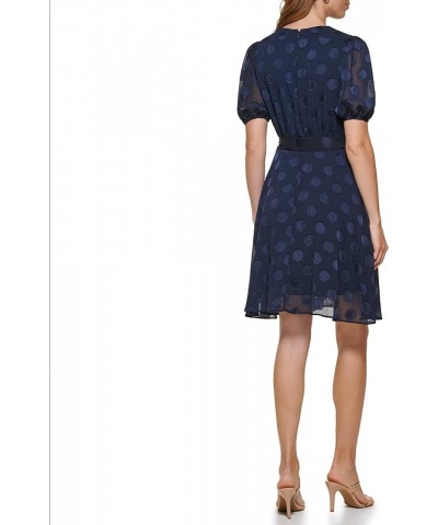 Women's Balloon Sleeve Tea Dress Midnight Blue Nvy $16.78 Dresses