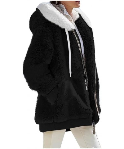 Winter Coats for Women Warm Button Down/Zipper Fur Fleece Wool Sherpa Coats with Pockets 884 Zl C-black $19.46 Jackets