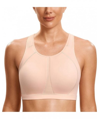 High Neck Plus Size Sports Bras for Women High Support Racerback Full Coverage Padded Wireless Bra Marshmallow Pink $19.60 Li...