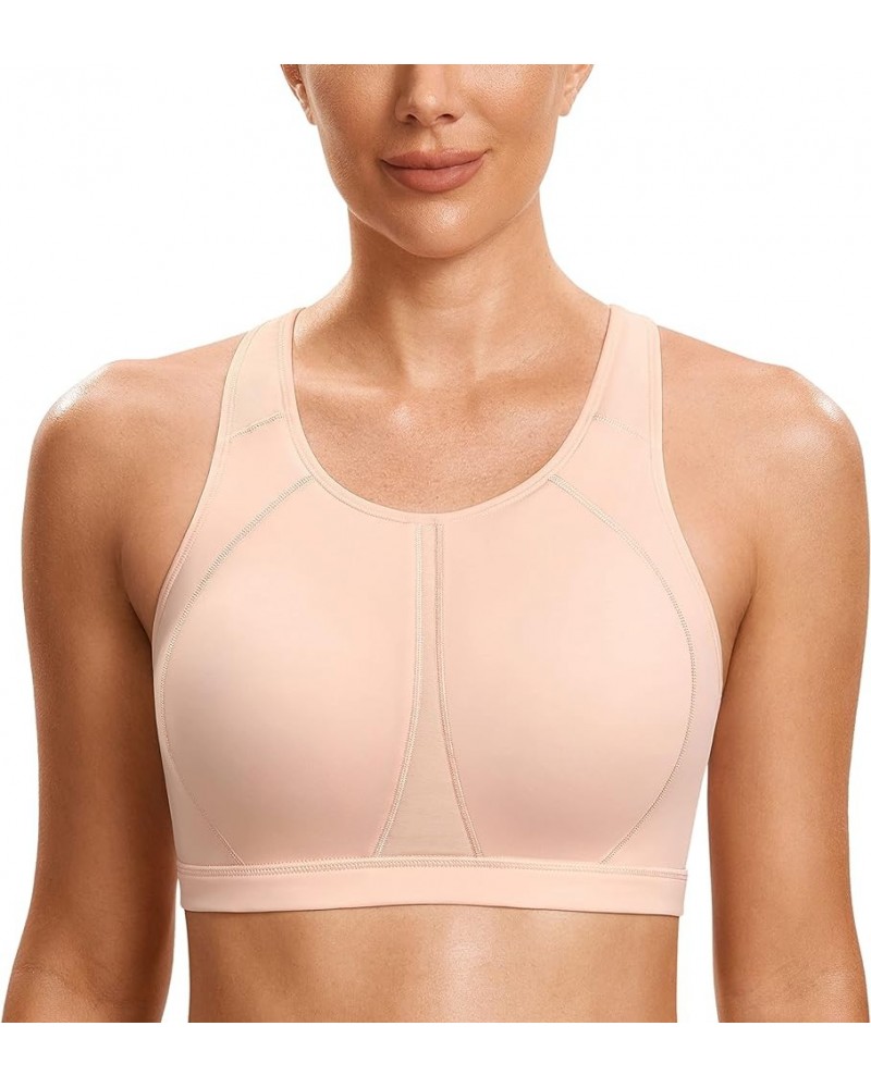 High Neck Plus Size Sports Bras for Women High Support Racerback Full Coverage Padded Wireless Bra Marshmallow Pink $19.60 Li...