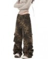 Y2K Leopard Print Pants Casual Loose Beggy Vintage Denim Pants Multi-Pocket Cargo Pants Leopard $17.10 Jeans