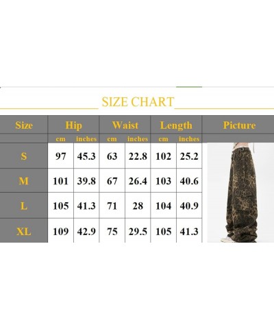 Y2K Leopard Print Pants Casual Loose Beggy Vintage Denim Pants Multi-Pocket Cargo Pants Leopard $17.10 Jeans