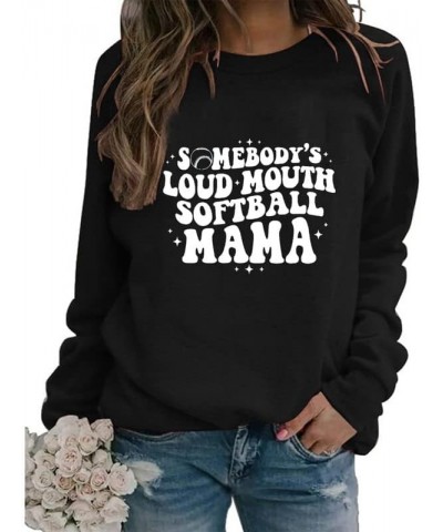 Softball Mom Sweatshirts for Women Cute Graphic Print Sports Pullovers Tops Casual Mama Crewneck Sweatshirt 3 black $11.88 Ho...