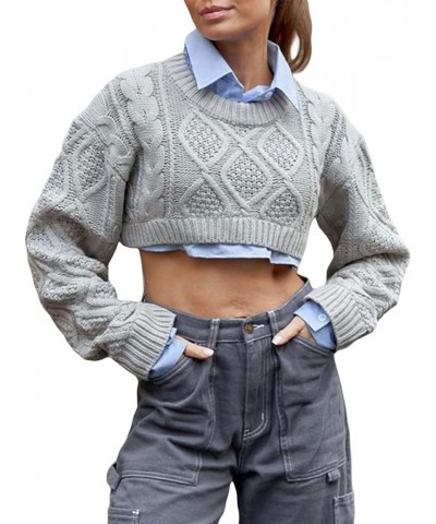 Womens Y2K Knitted Crop Top Color Block Patchwork Long Sleeve Hollow Out Crochet Shrug Sweater Cropped Knitwear B Cable Knit ...