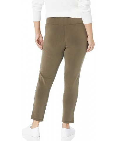 Women's Wide Band Pull on Solid Soft Knit Ankle Legging-No Pockets Dark Olive $17.92 Leggings