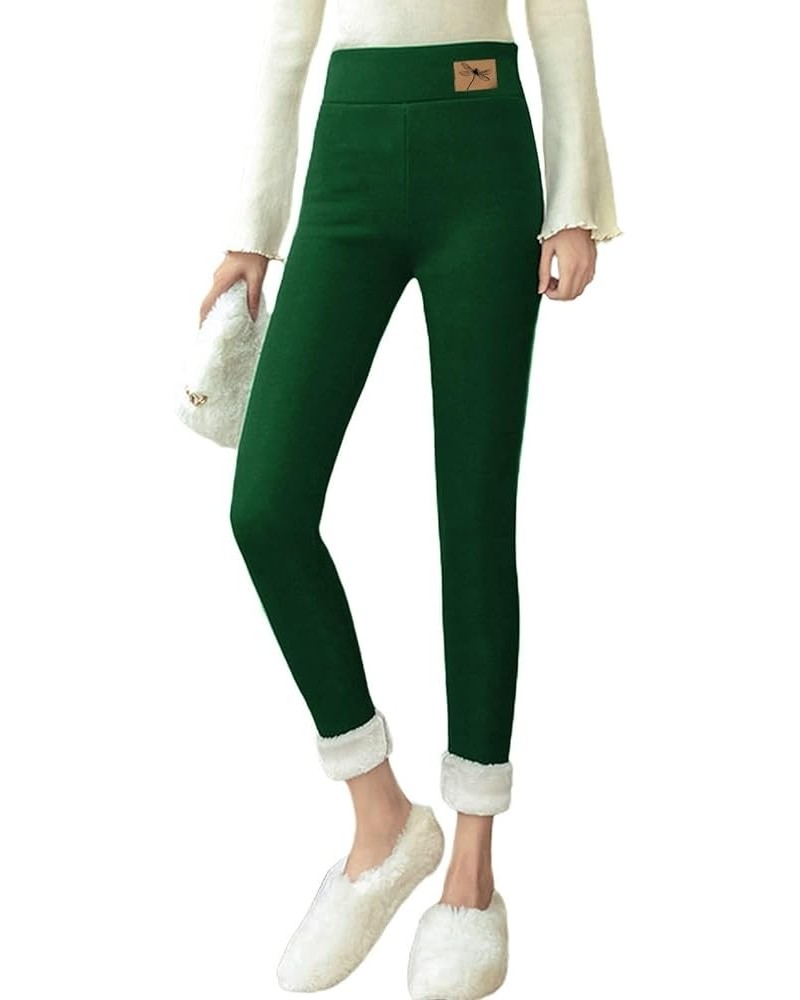 Fleece Lined Leggings Women Warm Thermal Legging Winter Pants Sherpa Lined Thick Velvet Tights Comfy Snow Pants E01-green $6....