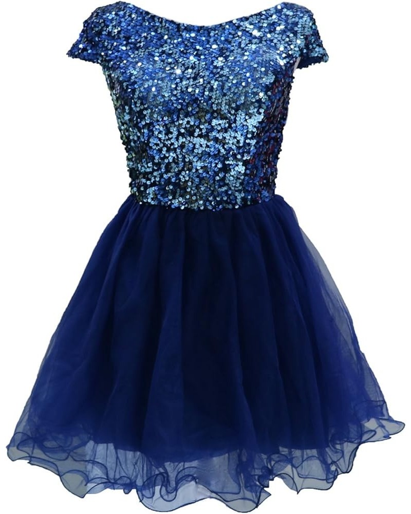 Womens Short Tullle Sequins Homecoming Dresses Mine Prom Party Gowns 396-navy Blue $27.01 Dresses