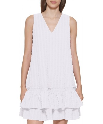 Women's Sleeveless Dress with Side Pleated Ruffle White $11.13 Dresses