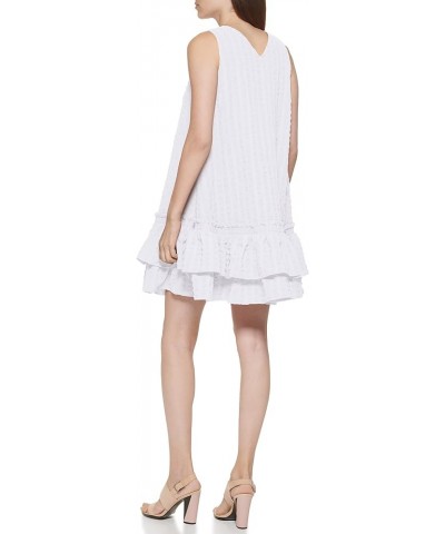 Women's Sleeveless Dress with Side Pleated Ruffle White $11.13 Dresses