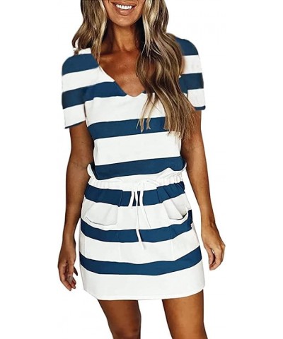 Summer Dresses for Women,Trendy Striped Sleeveless Halter Strap Beach Mini Sundresses Boho Flowy Dress with Pockets Navy 6 $1...