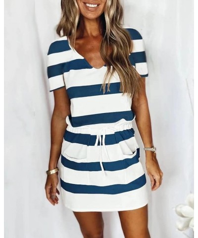 Summer Dresses for Women,Trendy Striped Sleeveless Halter Strap Beach Mini Sundresses Boho Flowy Dress with Pockets Navy 6 $1...