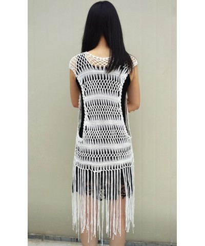 Long Fringe Crochet Vest Bikini Cover up Hippie Summer Beachwear Off-white $15.66 Swimsuits