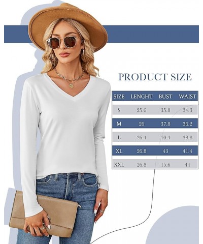 2 Pack Women's V Neck T Shirts, Short or Long Sleeve Tunic Tops Causal Summer Basic Shirts Solid Hem Tee Blouses Black, White...