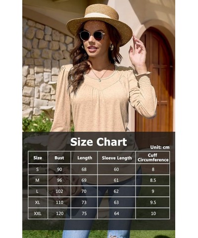 Womens Casual Long Sleeve Round Neck Tunic Tops Comfy Ruffle Cuffs Curved Hem Pleated Blouses T Shirt Slim Fit X01-1 $14.74 Tops