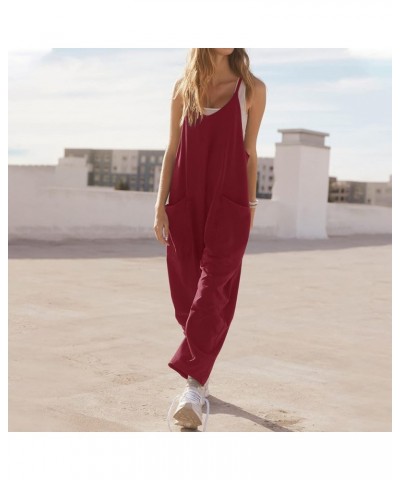 Jumpsuits for Women Stretchy Casual V Neck One Piece Spaghetti Strap Dressy Overalls Loose Comfy Summer Rompers Orange $6.75 ...