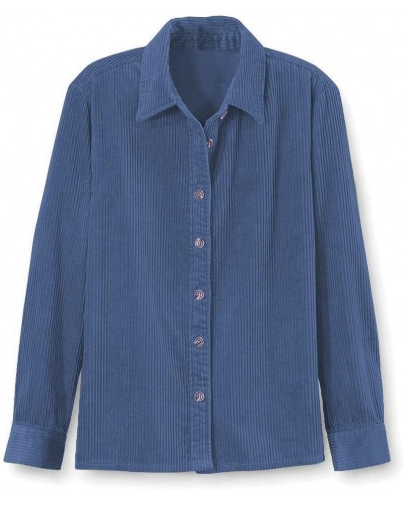 Corduroy Big Shirt for Women | Button Down Shacket | Casual Top | Long Sleeve Blouse Navy $31.32 Blouses