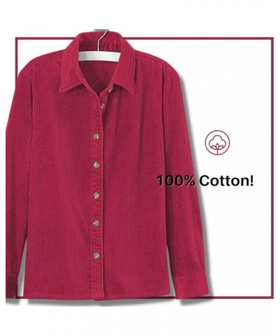 Corduroy Big Shirt for Women | Button Down Shacket | Casual Top | Long Sleeve Blouse Navy $31.32 Blouses