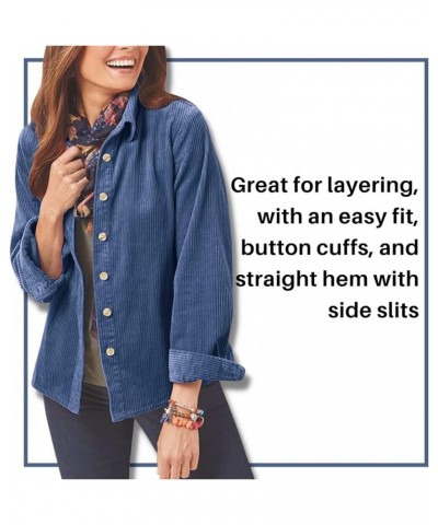 Corduroy Big Shirt for Women | Button Down Shacket | Casual Top | Long Sleeve Blouse Navy $31.32 Blouses