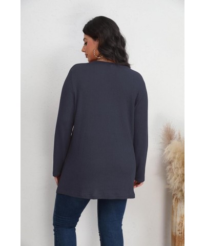 Plus Size Tops for Women Casual Trendy Fall, V Neck Waffle Knit Long Sleeve Shirts, Loose Fit XL-5XL. Grey $13.99 Tops