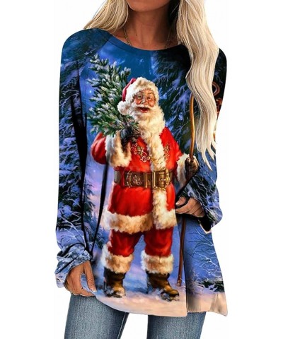 Womens Christmas Bright Tree Over All Print Tunic Tops for Leggings Long Sleeve Crew Neck Tees Drop Shoulder Loose Shirts Tal...