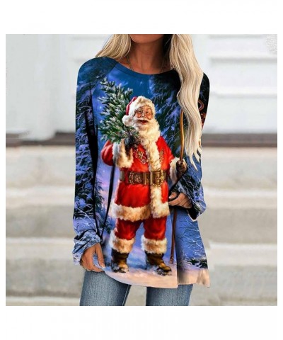 Womens Christmas Bright Tree Over All Print Tunic Tops for Leggings Long Sleeve Crew Neck Tees Drop Shoulder Loose Shirts Tal...