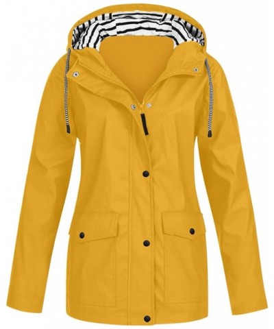 Women's Raincoats Windbreaker Rain Jacket Plus Size Waterproof Lightweight Outdoor Hooded Trench Coats with Pockets 08-yellow...