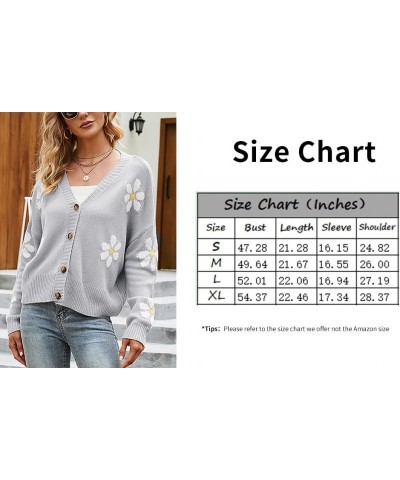 Womens Long Sleeve Floral Print Cardigan Sweaters Casual V Neck Button Cute Daisy Knit Cardigan Sweater Outfits Tops R2 $16.7...