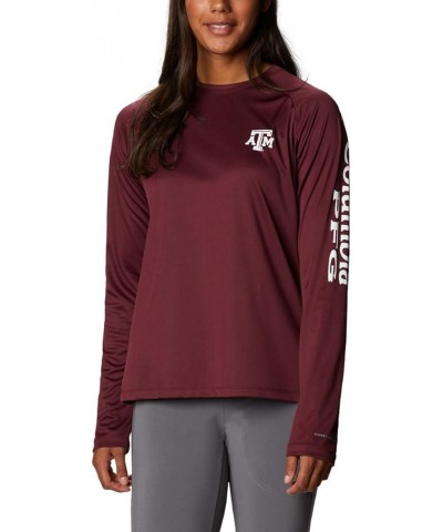 Women's Collegiate Tidal Tee Ls Shirt Texas A&M Aggies Large Tam - Deep Maroon, White $11.61 T-Shirts