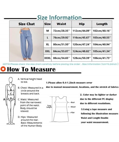 Cotton Linen Relaxed Fit Lounge Pants for Women Drawstring Waisted Straight Wide Leg Comfort Sleepwear Pajamas Bottoms Blue $...