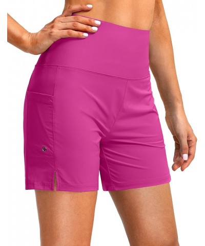 Women's 5" High Waisted Swim Board Shorts with Phone Pockets UPF 50+ Quick Dry Beach Shorts for Women with Liner Plum $18.35 ...