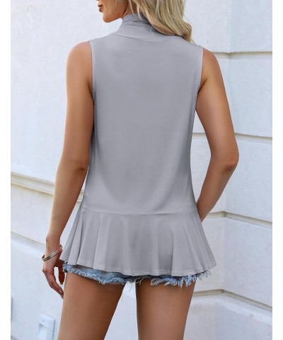 Women's 2024 Sleeveless Draped Summer Cardigan Lightweight Ruffles Hem Vest Z-light Grey $11.04 Sweaters