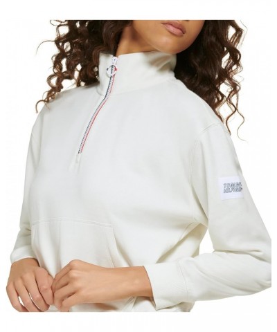 Women's Bungee Hem Quarter Zip Pullover Eggshell $17.74 Sweaters