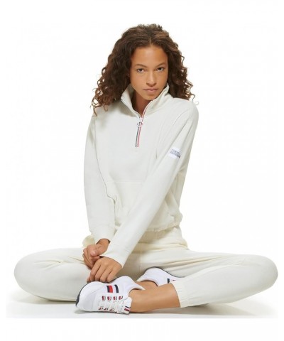 Women's Bungee Hem Quarter Zip Pullover Eggshell $17.74 Sweaters