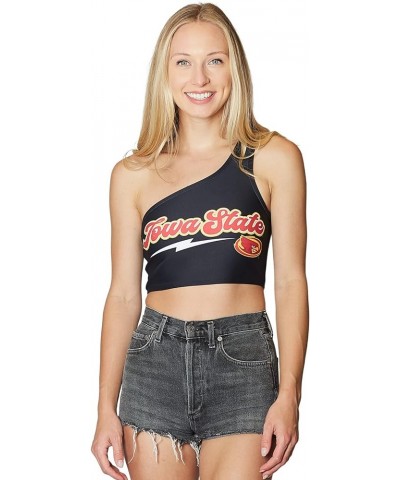 Women's Tailgate Outfit College One Shoulder Top Tank Top Crop Top One Size Fits Most Iowa State Cyclones - Black $21.56 Tanks