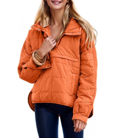 Womens Oversized Hooded Puffer Jacket Lightweight Pullover Hoodies Quilted Dolman Long Sleeve Warm Winter Coat Orange $22.00 ...