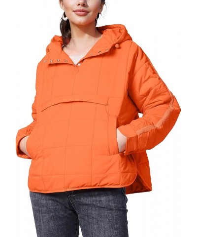 Womens Oversized Hooded Puffer Jacket Lightweight Pullover Hoodies Quilted Dolman Long Sleeve Warm Winter Coat Orange $22.00 ...