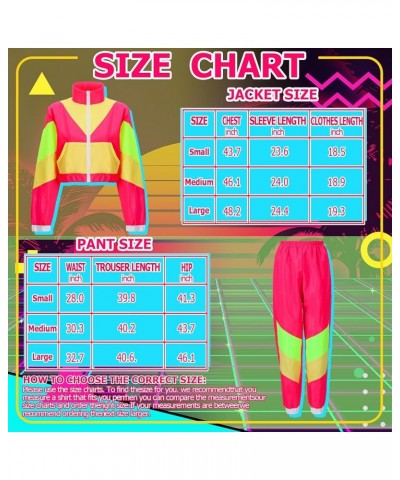 3 Pcs 80s Colorblock Windbreaker 90s Tracksuit Outfit for Women and Fanny Pack for Disco Retro Party Pink $22.43 Activewear