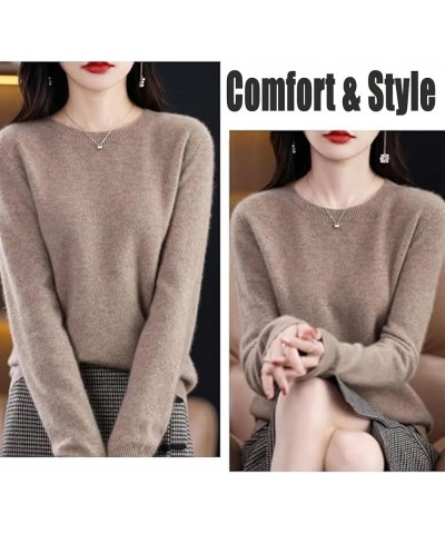 Cashmere Sweaters for Women, Cashmere Long Sleeve Crew Neck Lightweight Soft Knitted Pullover Jumpers (XL,Beige) Caramel Medi...