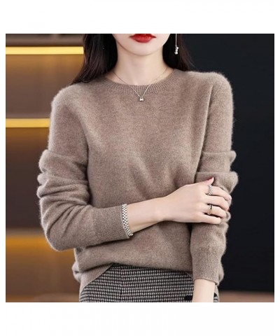 Cashmere Sweaters for Women, Cashmere Long Sleeve Crew Neck Lightweight Soft Knitted Pullover Jumpers (XL,Beige) Caramel Medi...