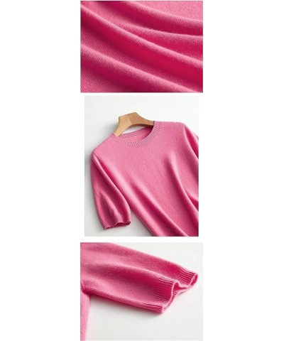 Fall Womens' Short Sleeved Pullovers Wool Crew Necks Sweaters Basic Tops Pink $32.50 Sweaters