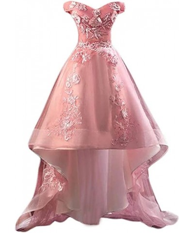 Women's Off Shoulder High Low Prom Dresses Appliques Homecoming Dresses for Teens Blush $38.00 Dresses