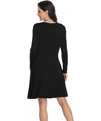 Women's Casual T Shirt Dresses Long Sleeve Loose Swing Dress with Pockets Black $10.56 Dresses