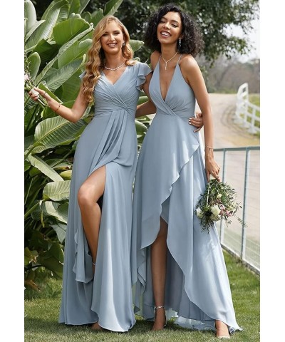 Women's V Neck Bridesmaid Dresses with Slit Pleated High Waist Long Formal Dress with Pockets CYM131 Royal Blue $30.79 Dresses