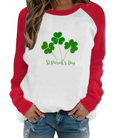 St Patricks Day Shirt Women Long Sleeve Pullover Tops Loose Fit Casual Tuncis Crewneck Sweatshirt Tees Blouses K-02-red $10.5...