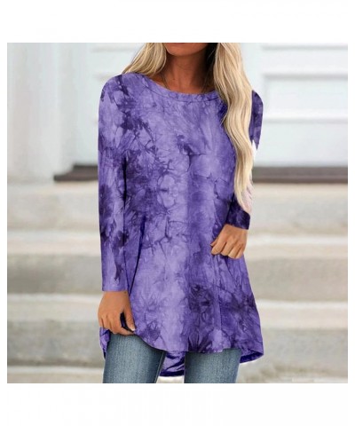 Womens Long Tunics or Tops to Wear with Leggings Short/Long Sleeve Blouses Shirts Z-o Neck Purple Tiedye $13.20 Tops