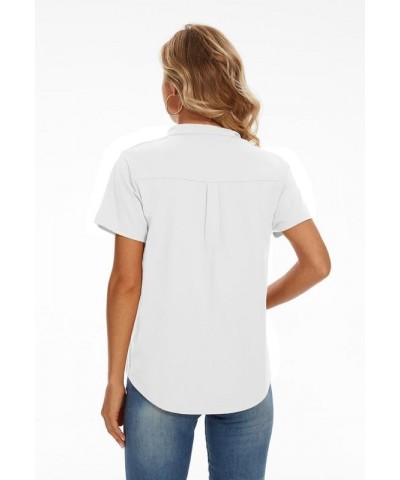 Women's Summer Short Sleeve T-Shirts V Neck Tops Casual Cotton Work Tops for Women White $13.76 Tops